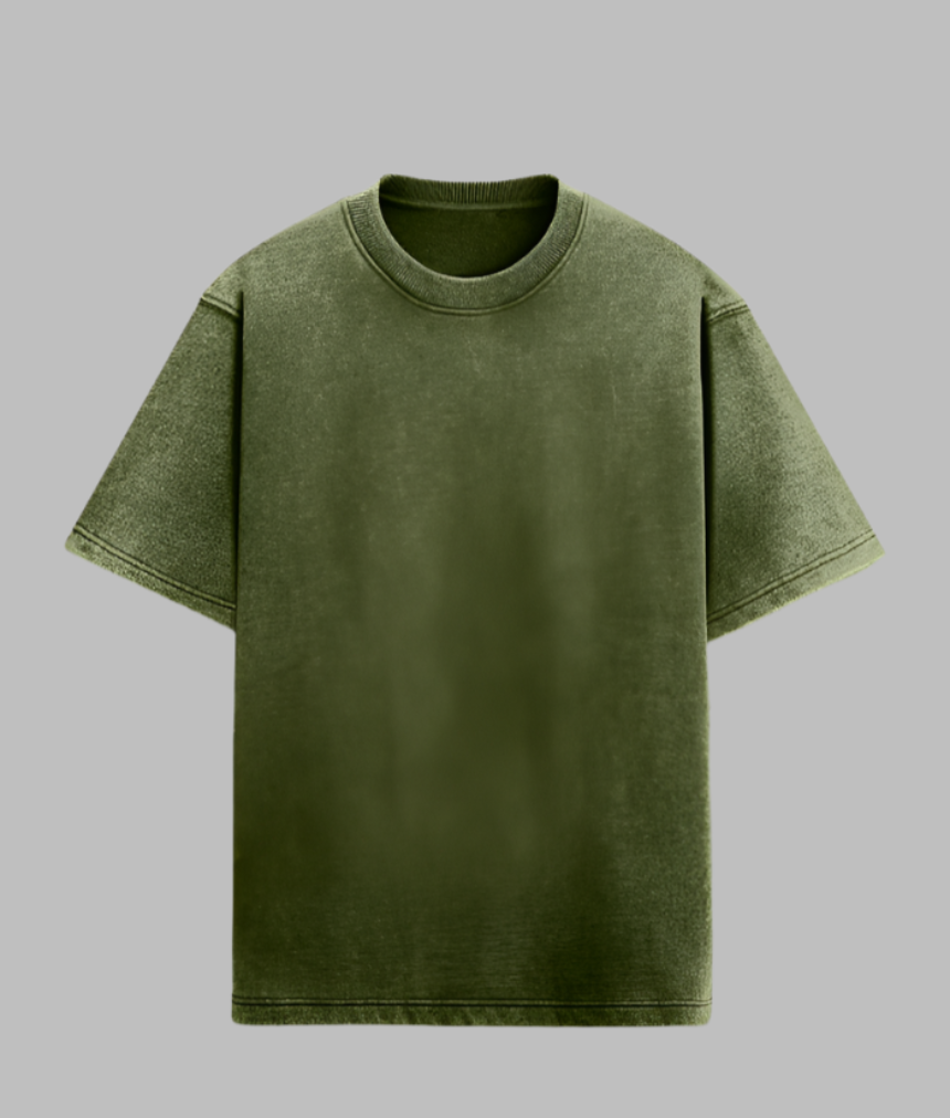 Acid_Wash_Olive Green colour_Oversized_T-shirt