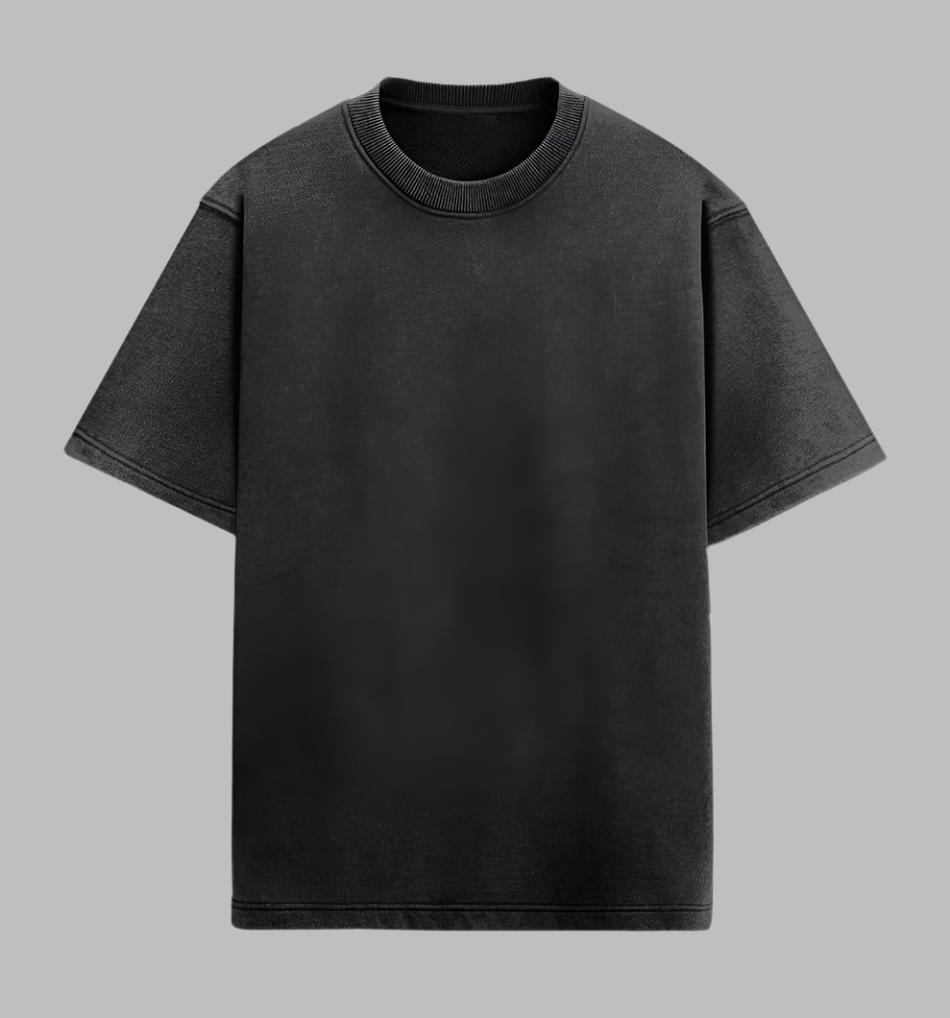 Acid Wash Unisex Black Colour Oversized T-shirt