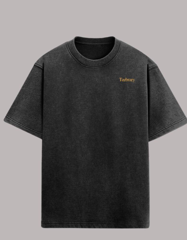 Acid Wash Unisex Black Colour Teebrary Oversized T-shirt