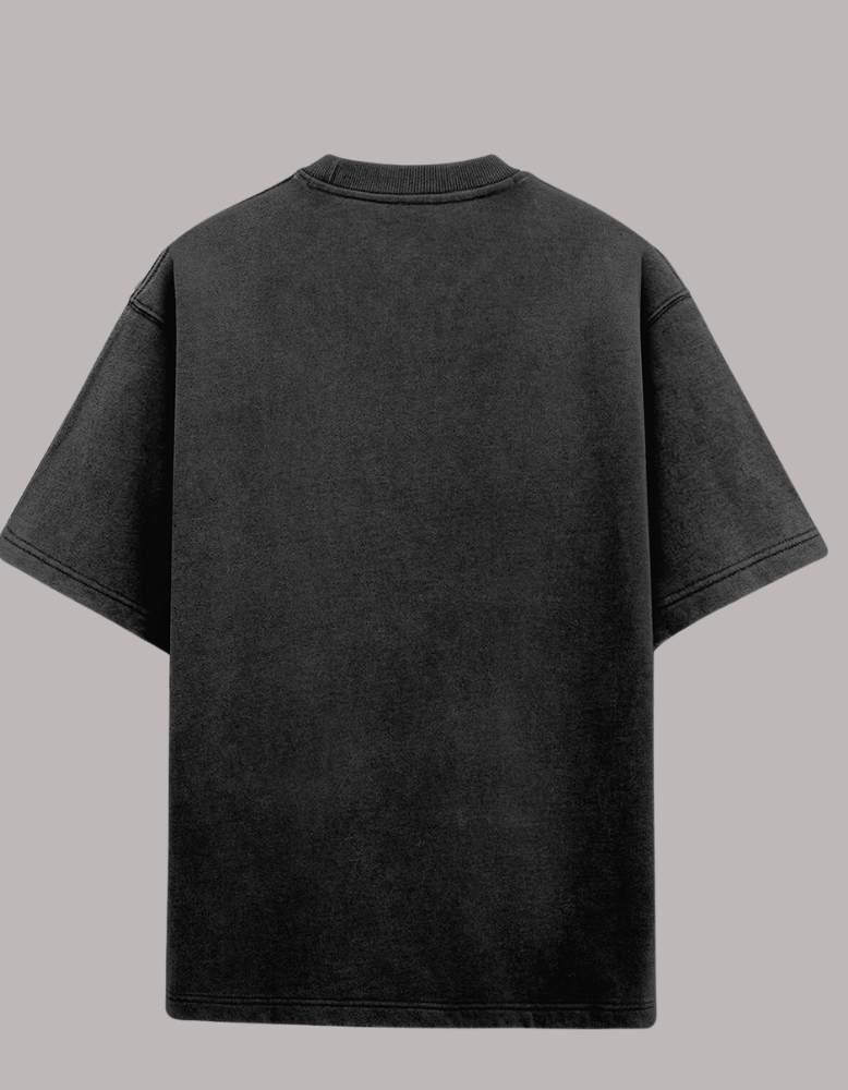 Acid Wash Unisex Black colour back Oversized T-shirt