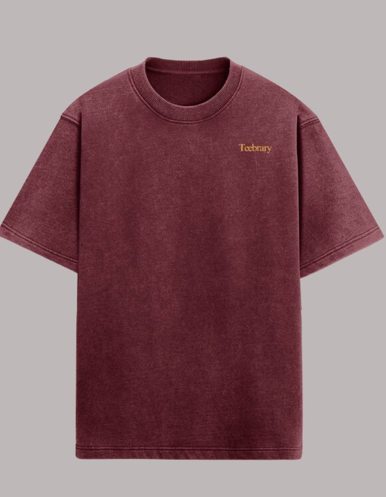 Acid Wash Unisex Maroon Colour Teebrary Oversized T-shirt