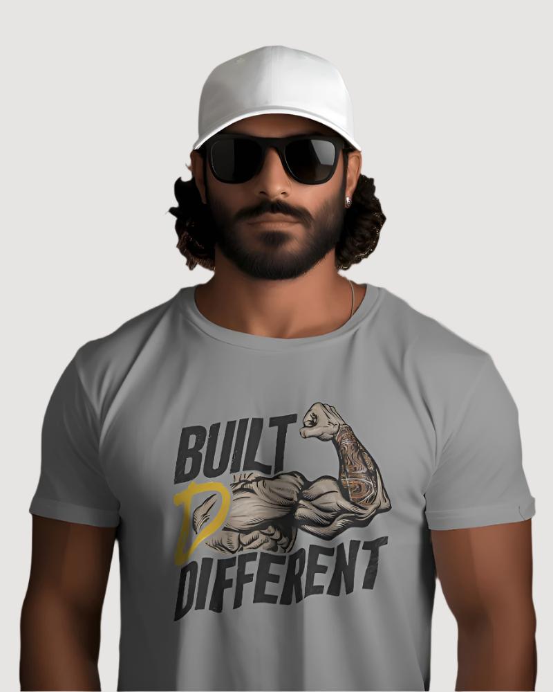 Men's Built Different Grey colour T-shirt