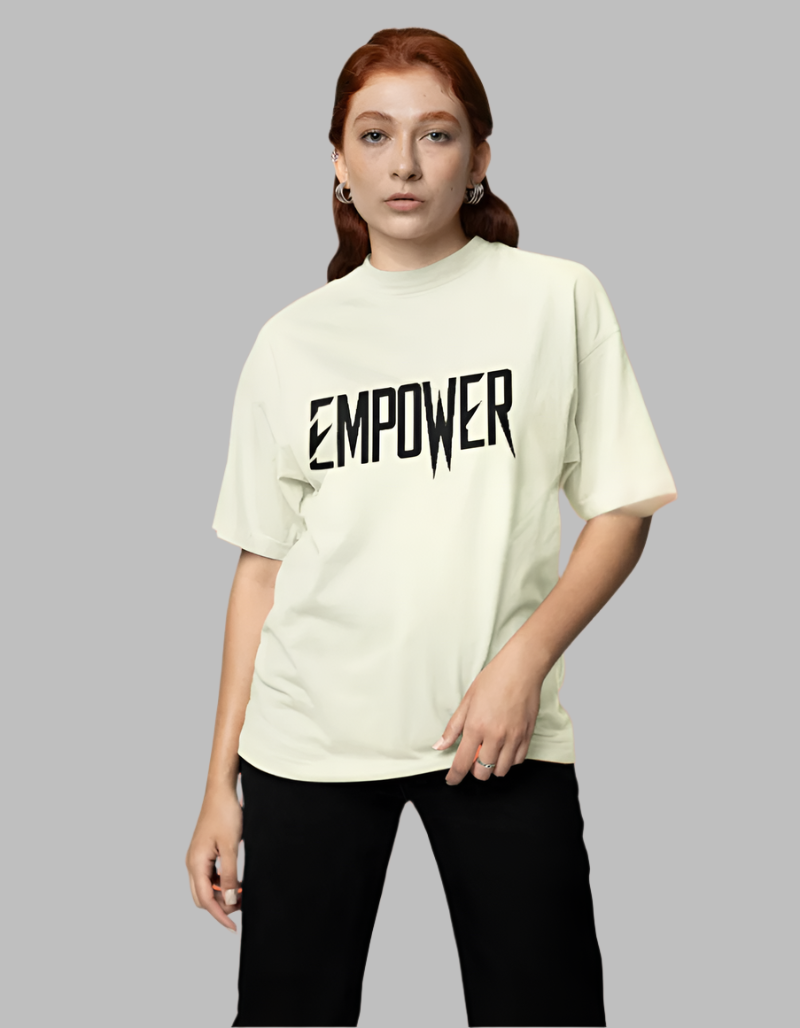 Women's Empower Beige Colour Oversized T-shirt