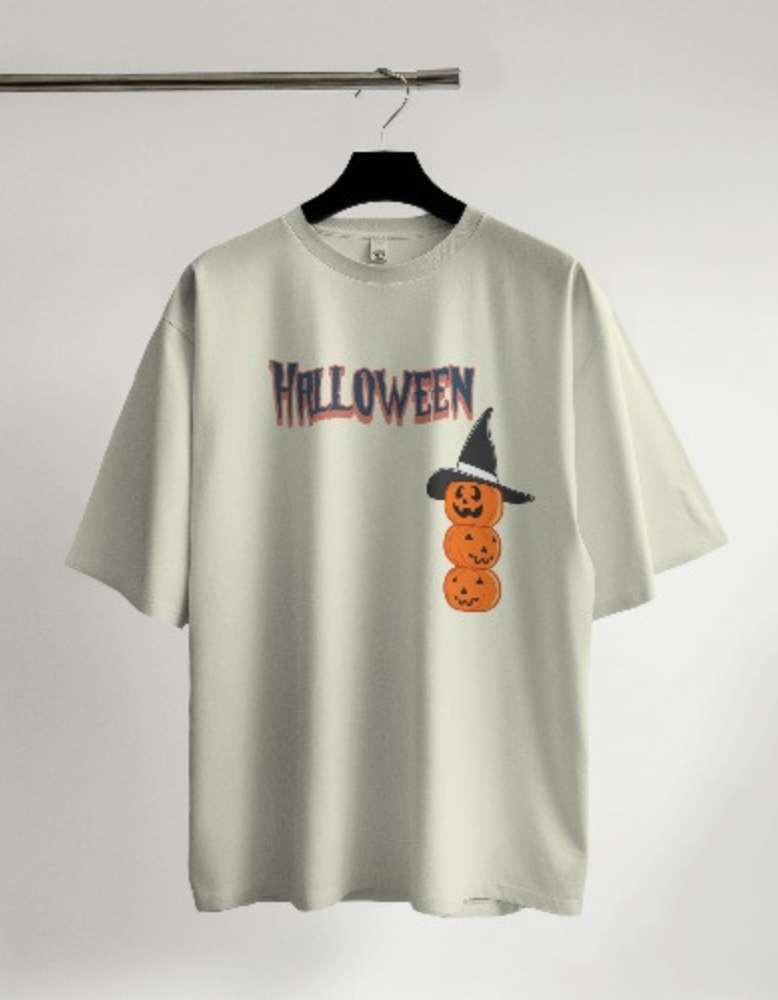 Halloween Special Unisex beige colour Oversized T-shirt