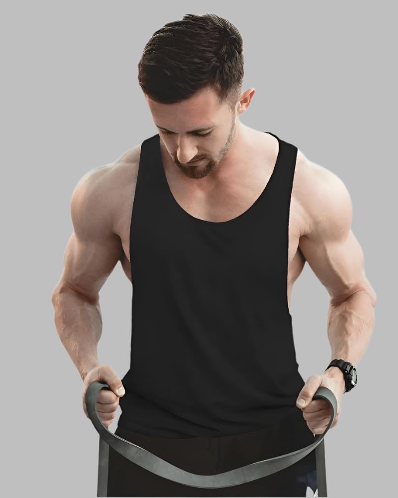 Men's Black colour Gym vest