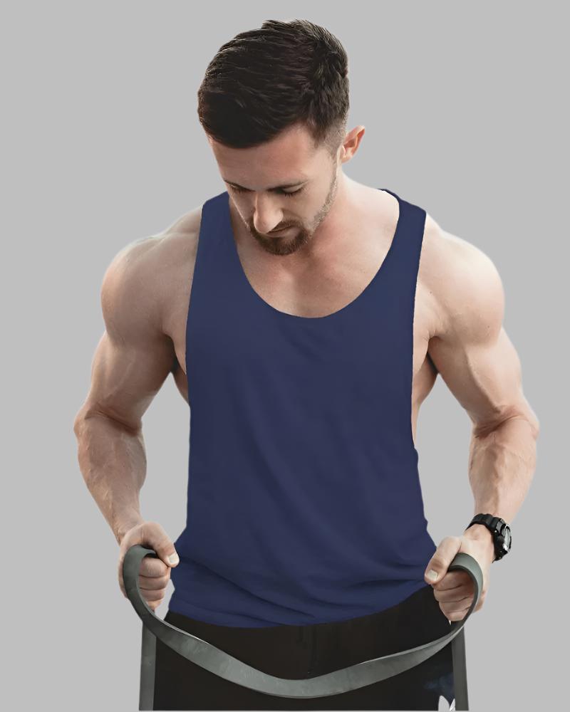 Men's Navy Blue colour Gym vest