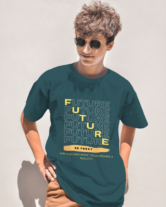 Men's Future is today petrol blue Colour T-shirt