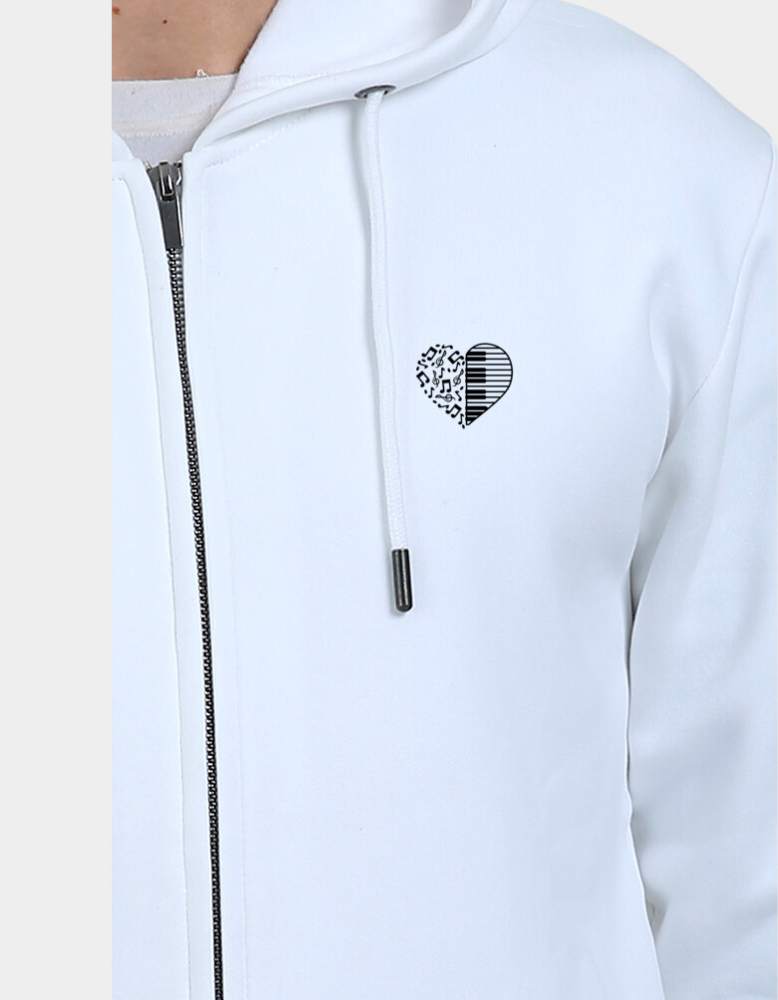 Men's Let Your Heart Sing white colour Zipper Hoodie lp
