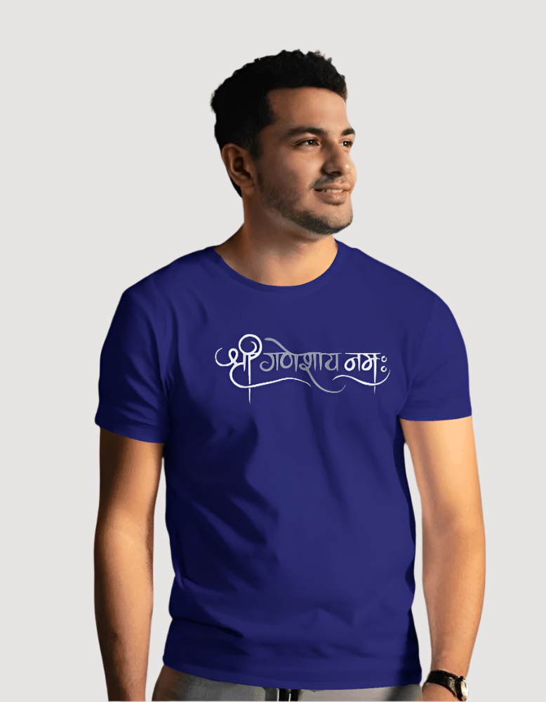 Men_s_Shree_Ganeshaya_namah_blue colour _front_tshirt