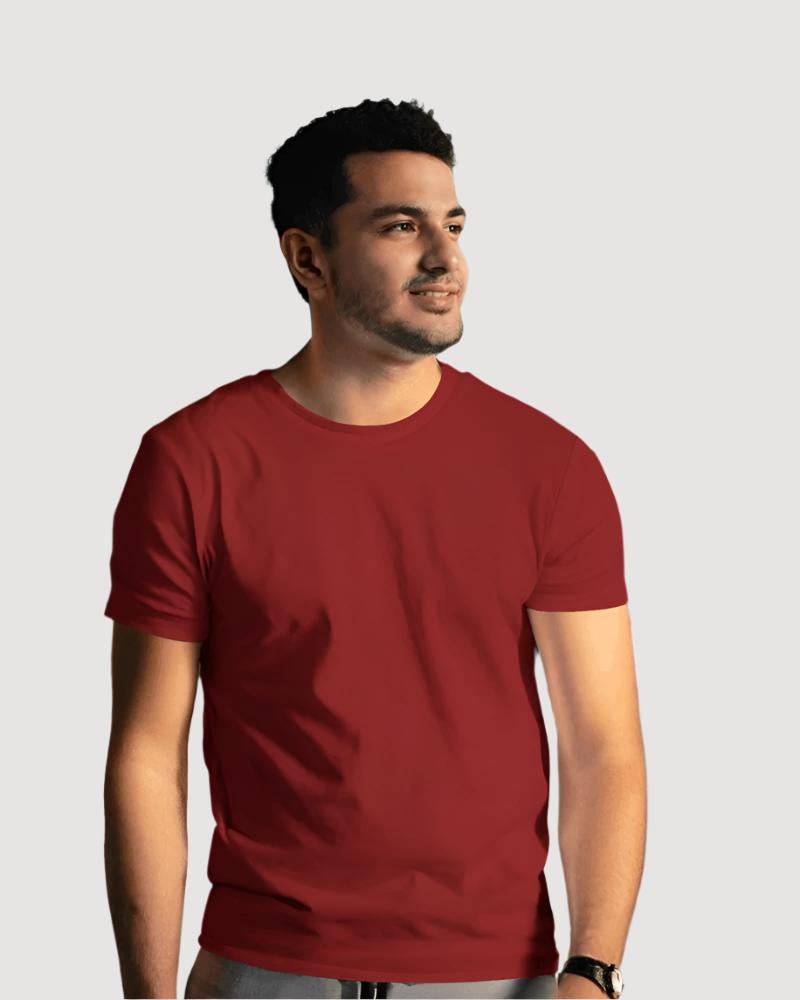 Men's Solid maroon colour T-shirt