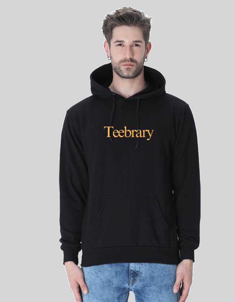 Men's Teebrary black colour Hooded Sweatshirt
