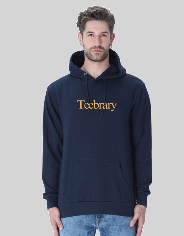 Men's Teebrary blue colour Hooded Sweatshirt