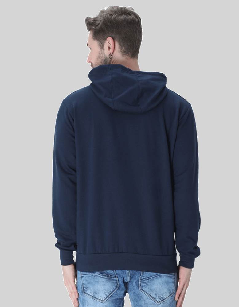 Men's Teebrary navy blue colour Hooded Sweatshirt back