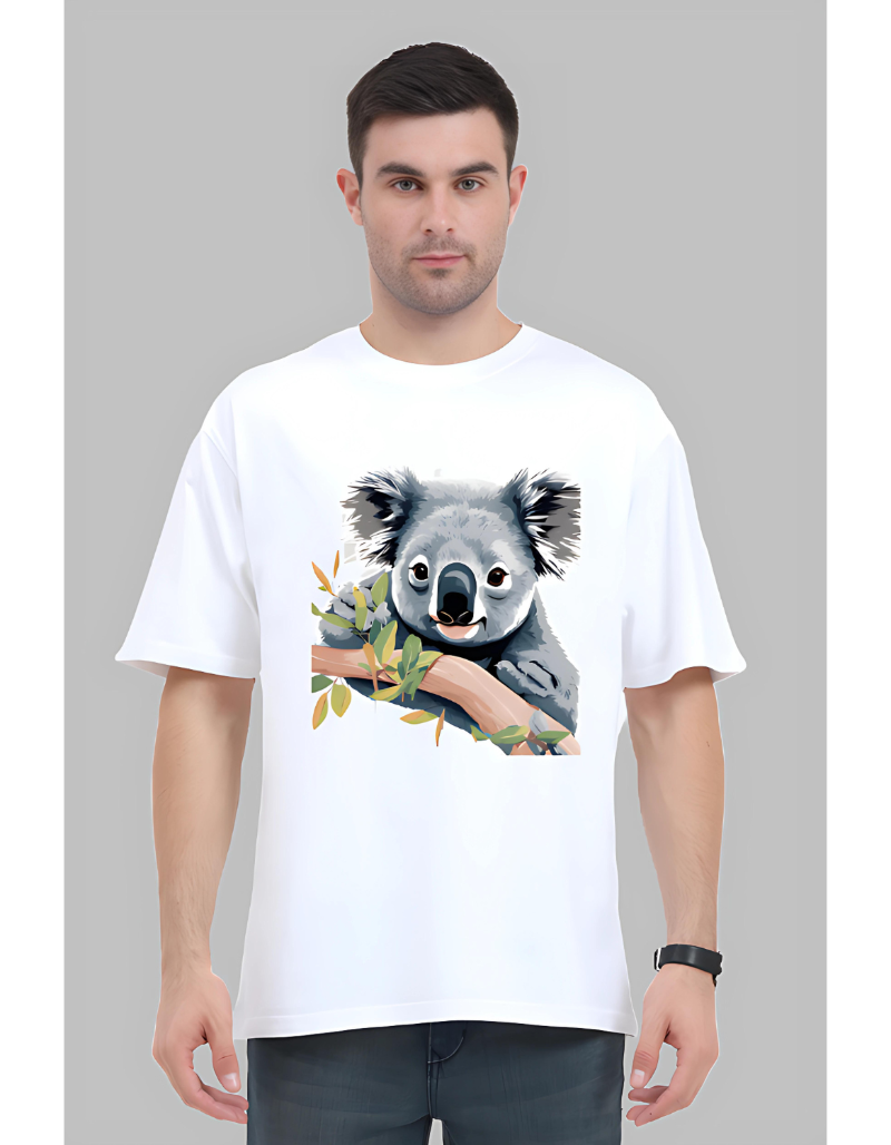 Men's Think Chill Koala White colour Oversized T-shirt