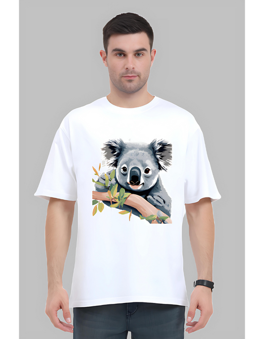 Men's Think Chill Koala White  colour Oversized T-shirt