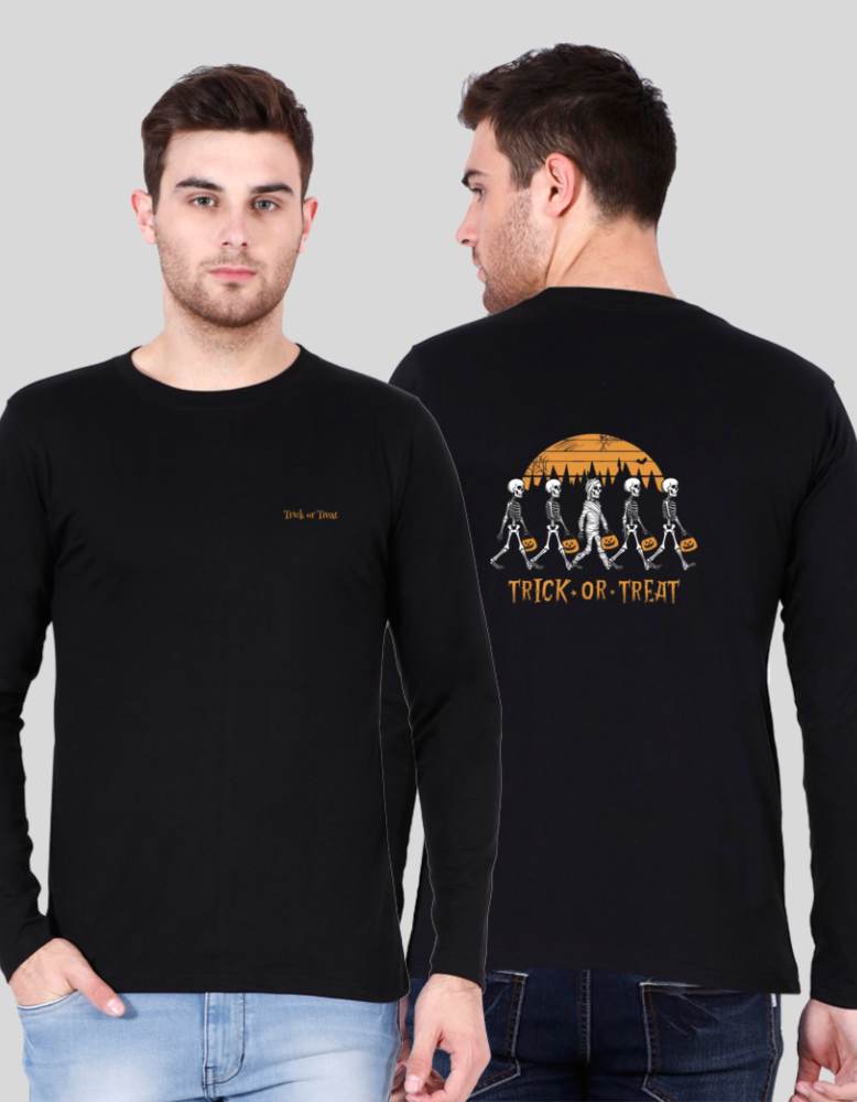 Men's Trick or Treat Black colour Full sleeve T-shirt