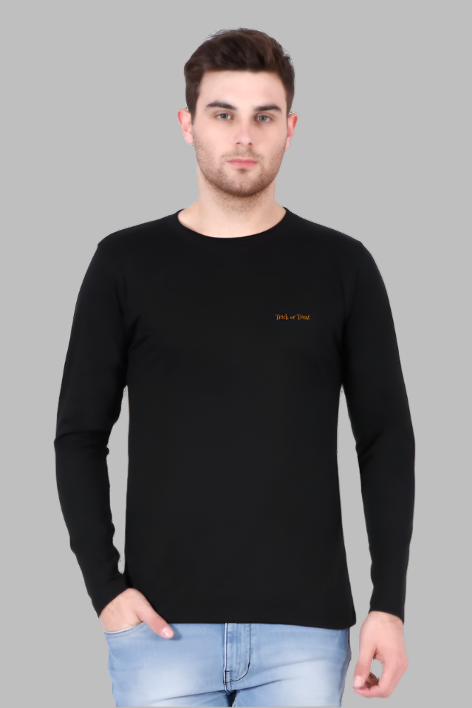 Men's Trick or Treat black colour front Full sleeve T-shirt