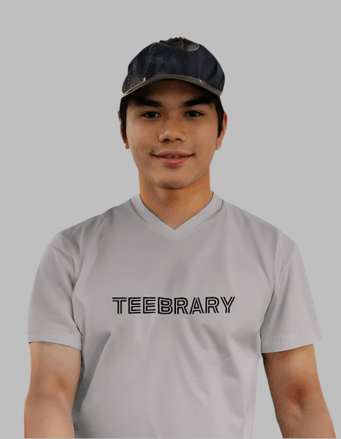 Men's Teebrary Vneck Grey colour tshirt
