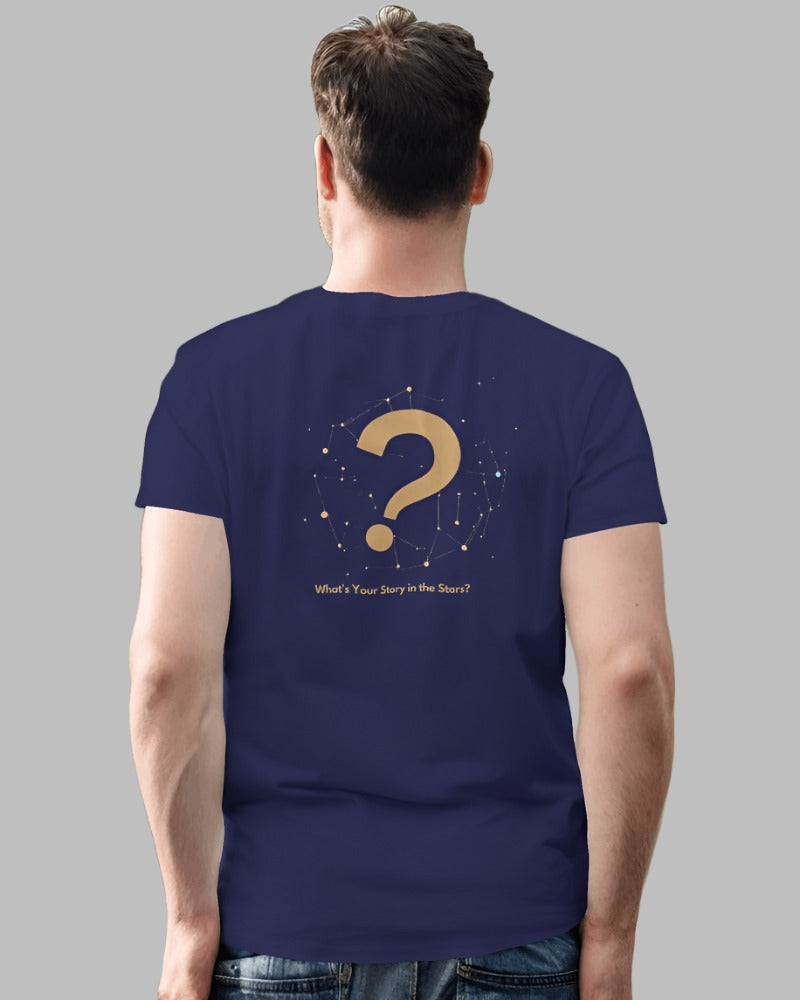 Men's What's your story in stars Navy blue colour tshirt