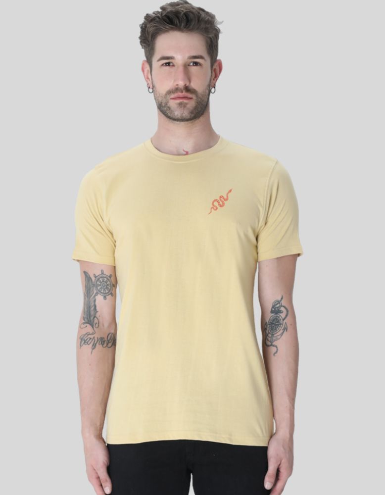 Men_s_Year_of_snake_2025_beige_color_front graphic_T-shirt