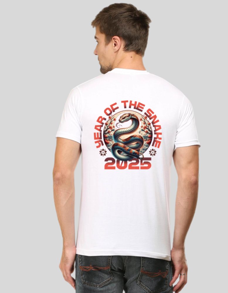 Men_s_Year_of_snake_2025_White_color_ back graphic_T-shirt