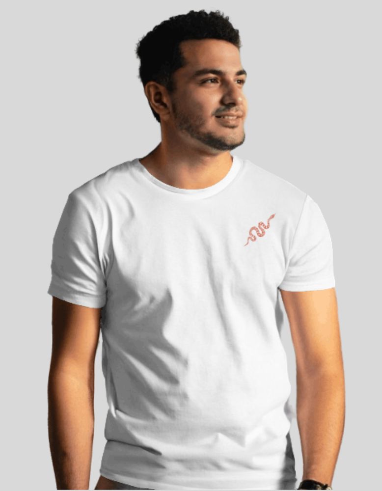 Men_s_Year_of_snake_2025_white_color_front graphic_T-shirt