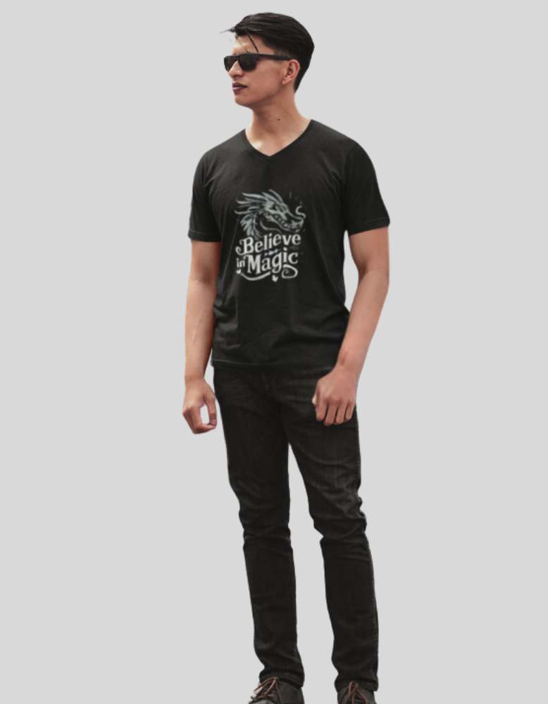 Men_s_believe_in_magic_Black_
Colour vneck_tshirt