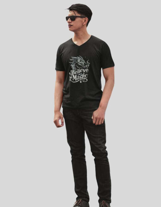 Men_s_believe_in_magic_Black_
Colour vneck_tshirt