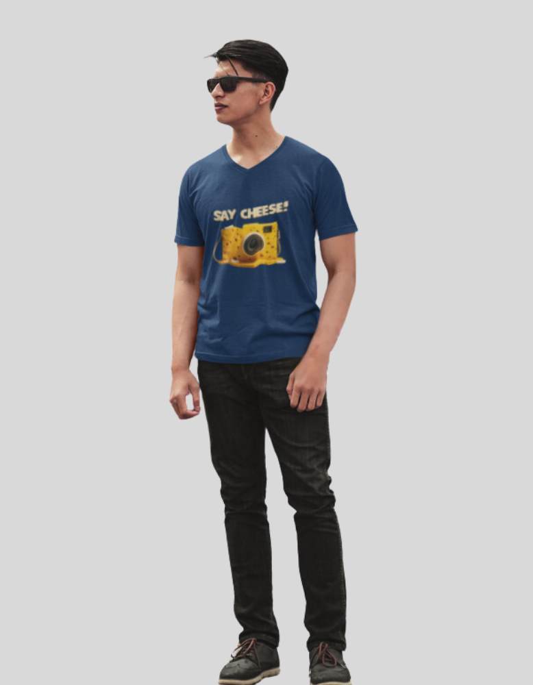 Men_s_say_cheese_Navy blue colour _vneck_shirt
