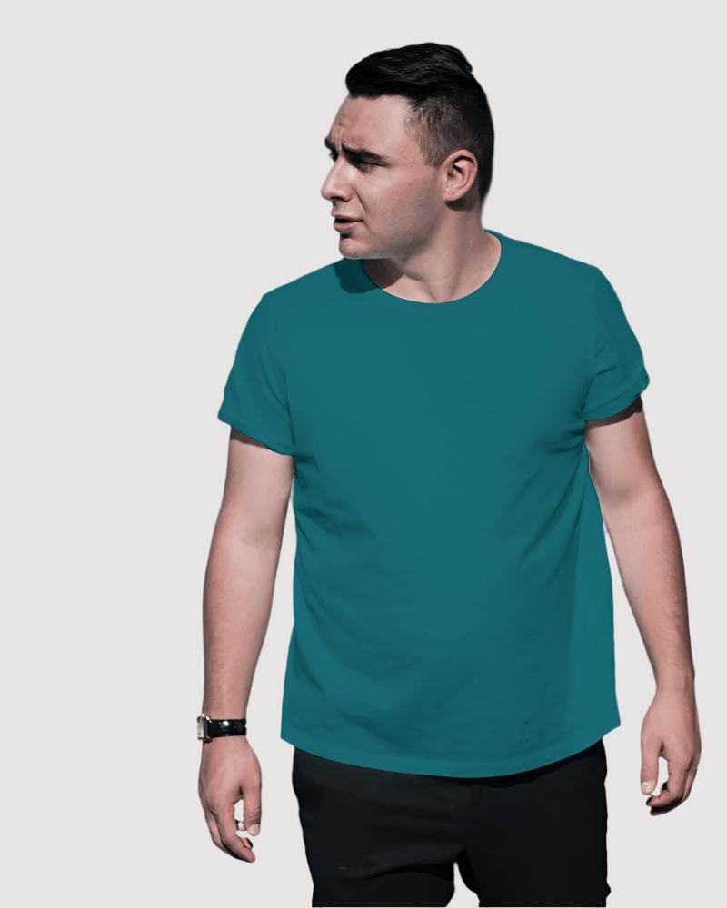 Men s Plus Size Solid Petrol Blue T shirt Teebrary