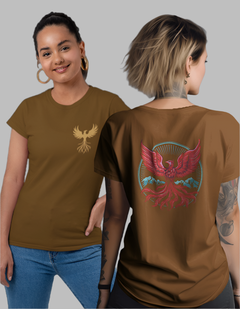 Women's Phoenix Rising Coffee Brown colour T-shirt