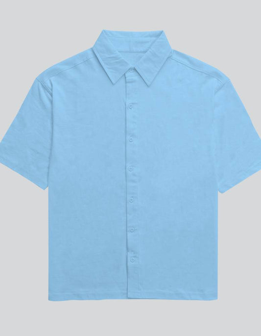 Unisex Oversized Solid Blue Oversized Shirt