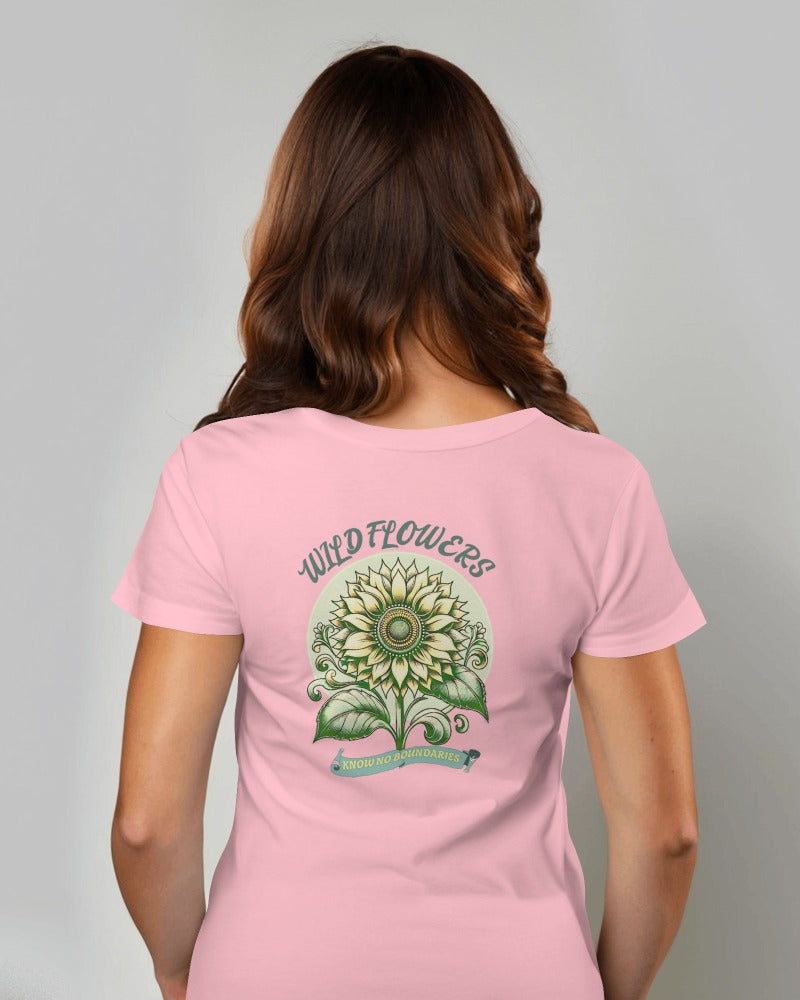Women's Wild flowers pink Colour t-shirt back