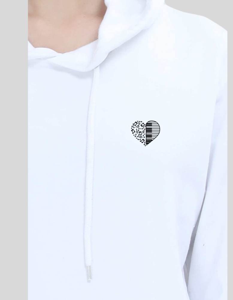Women's Let your Heart sing Hooded Sweatshirt white colour front