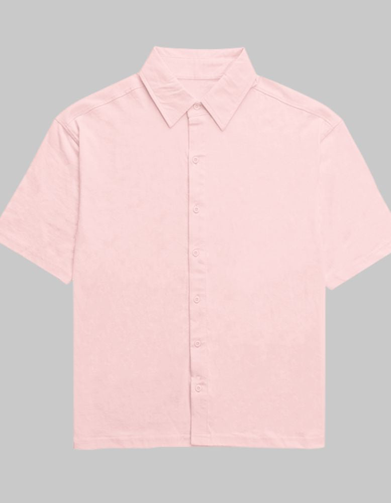 Women's Solid Baby Pink Oversized shirt