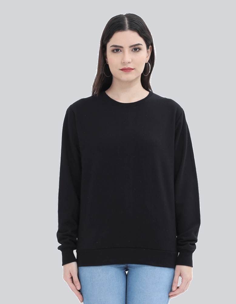 Women's Solid Black color sweatshirt
