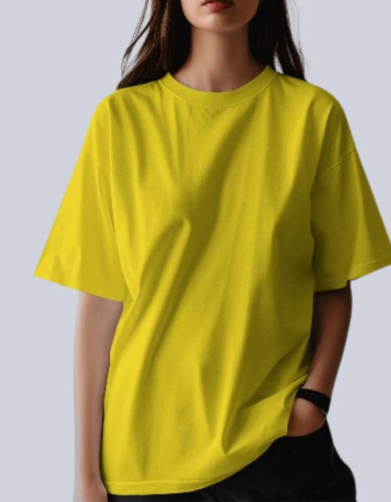 Women's Solid Golden Yellow Oversized T-shirt