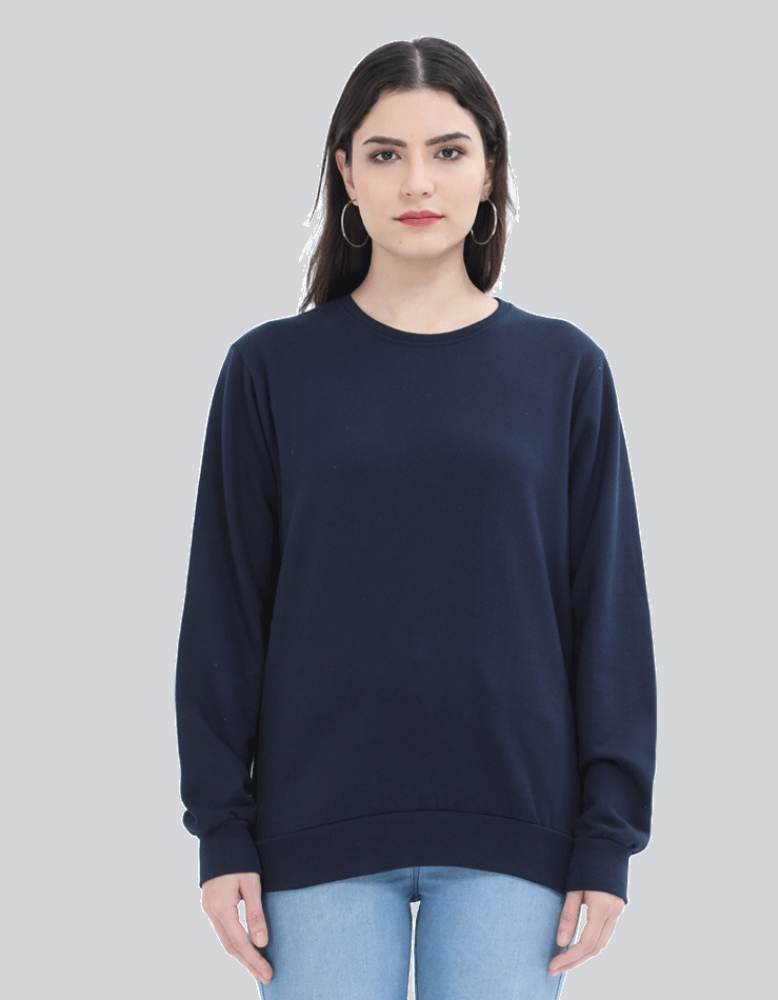 Women's Solid navy blue color sweatshirt