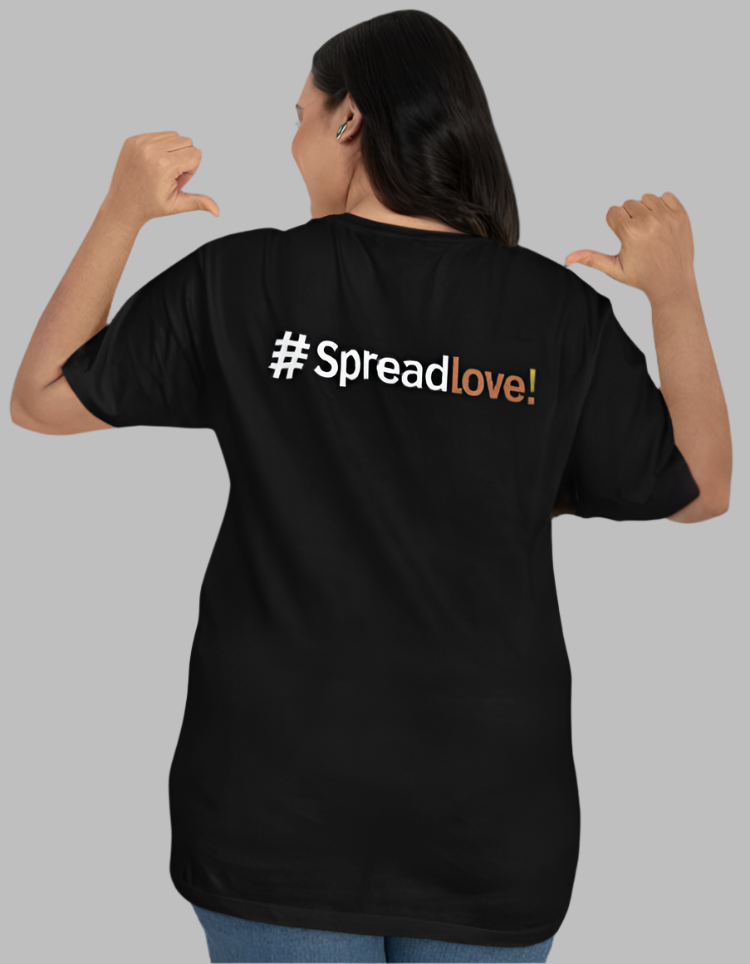 Women's Spread love black colour tshirt back