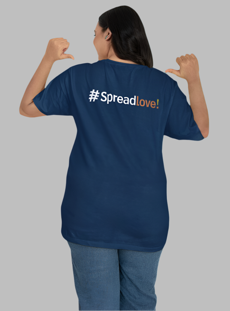 Women's Spread love blue colour tshirt back