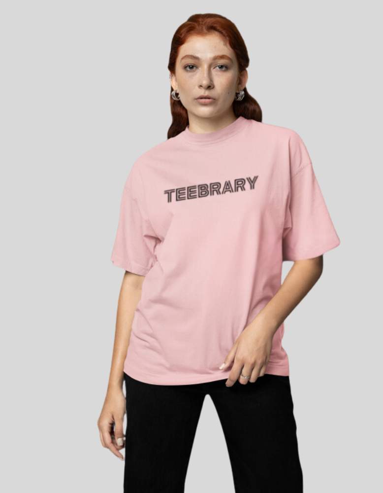 Women's Teebrary Front oversized pink colour