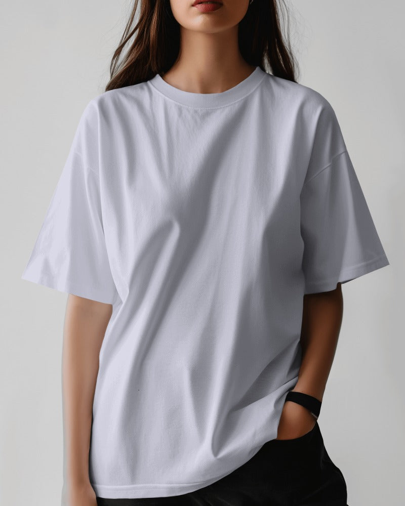 Women's Terry Oversized Lavender colour solid T-shirt