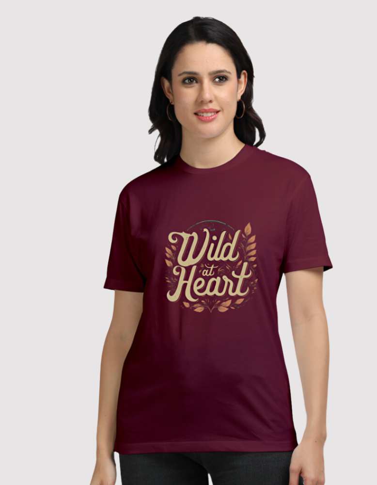 Women's Wild at heart Supima cotton Maroon colour t-shirt