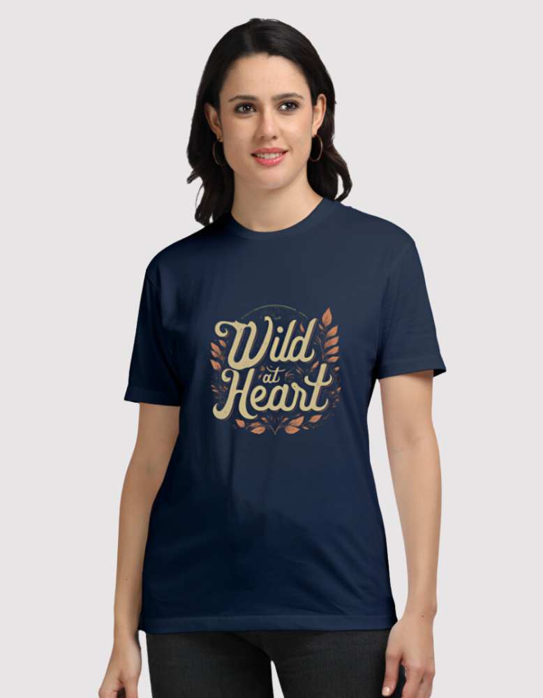 Women's Wild at heart Supima cotton Navy Blue colour t-shirt
