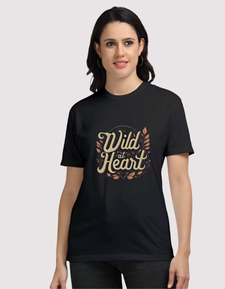 Women's Wild at heart Supima graphic Black colour t-shirt