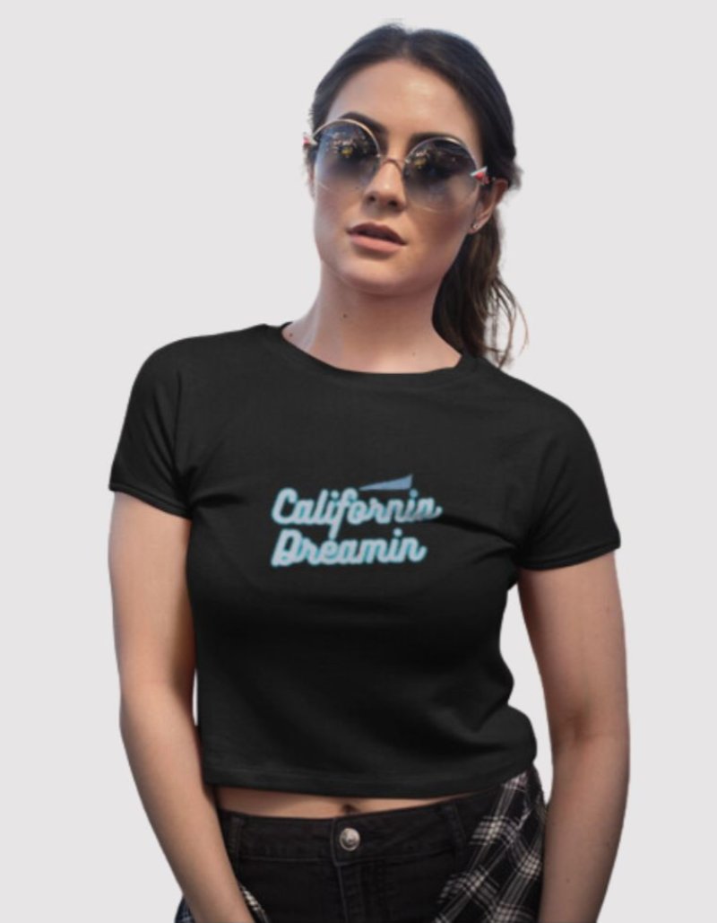 Women's black colour california crop top
