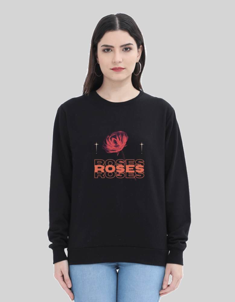 Women's roses black color sweatshirts