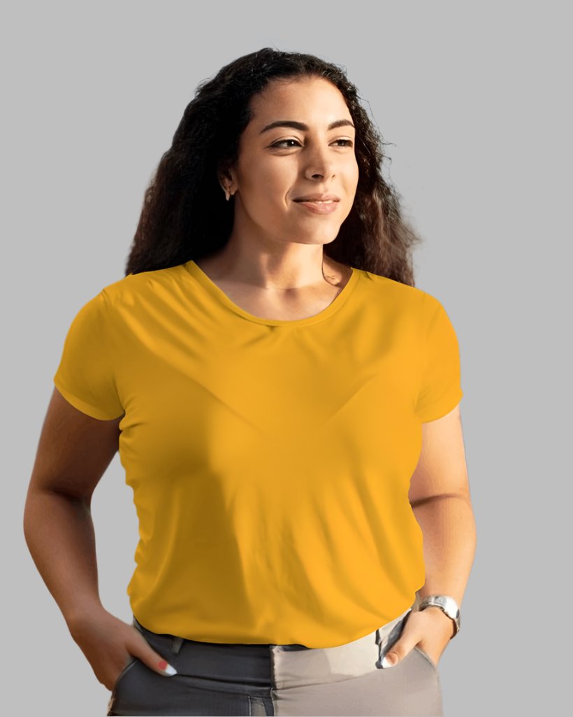 Women's solid orange Colour T-shirt