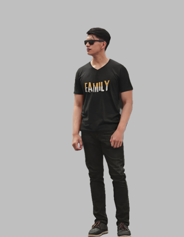 Men's family black Colour vneck tshirt