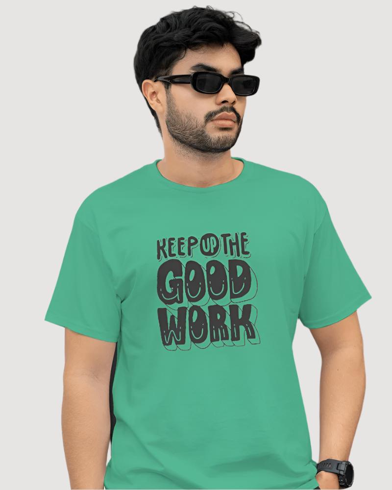 men's keep up the good work mint Colour T-shirt